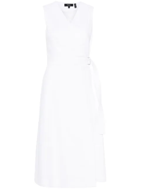 Theory sleeveless wrap midi dress