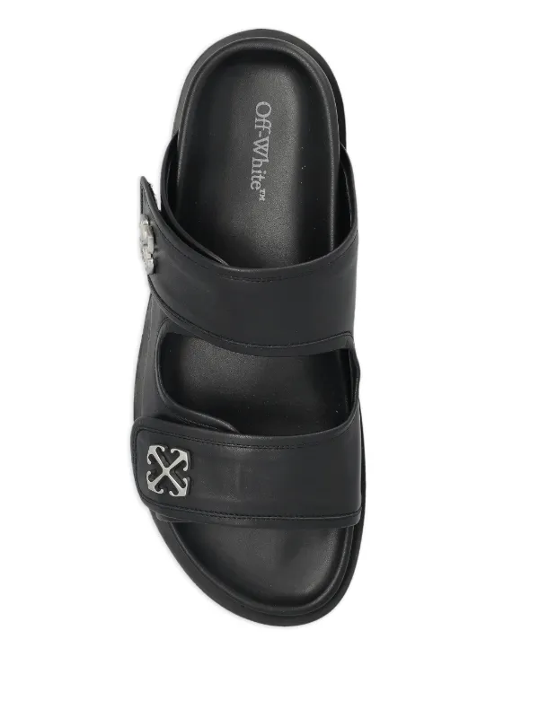 Off-White logo-detail Slides | Black | FARFETCH