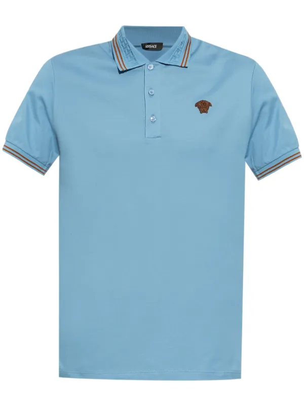 Versace Medusa-embroidered Polo Shirt Blue FARFETCH VN