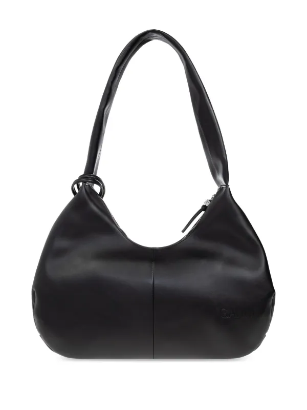 GANNI ロゴプレート ショルダーバッグ | ブラック | FARFETCH JP