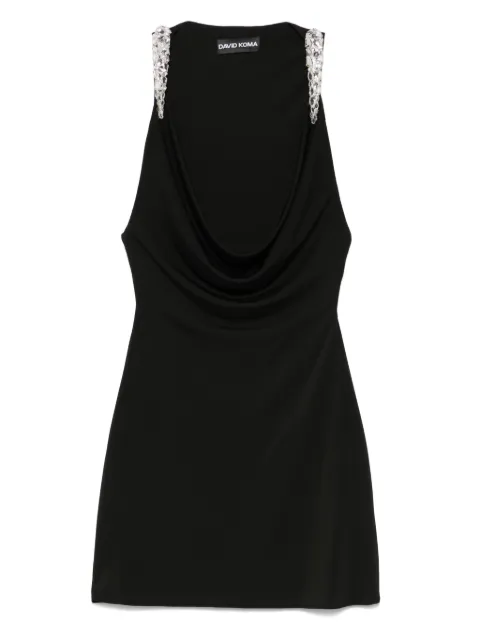 David Koma crystal-claws cowl-neckline mini dress