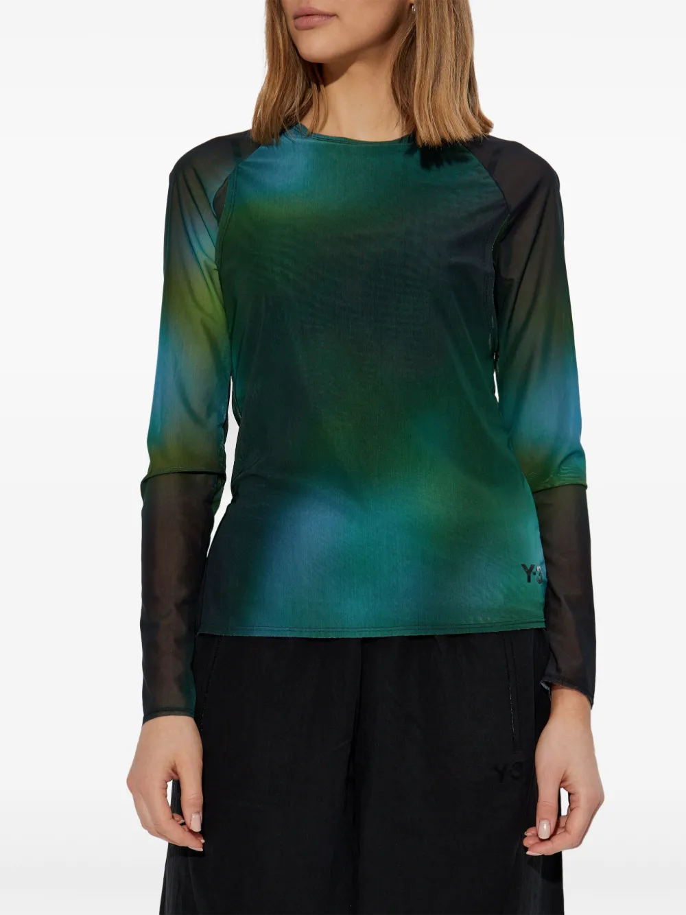 Y-3 Gradient Long-sleeve Top In Green