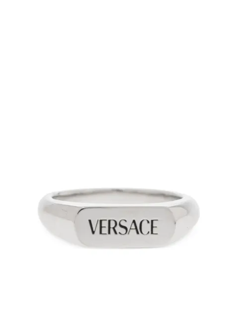 Versace logo-engraved ring