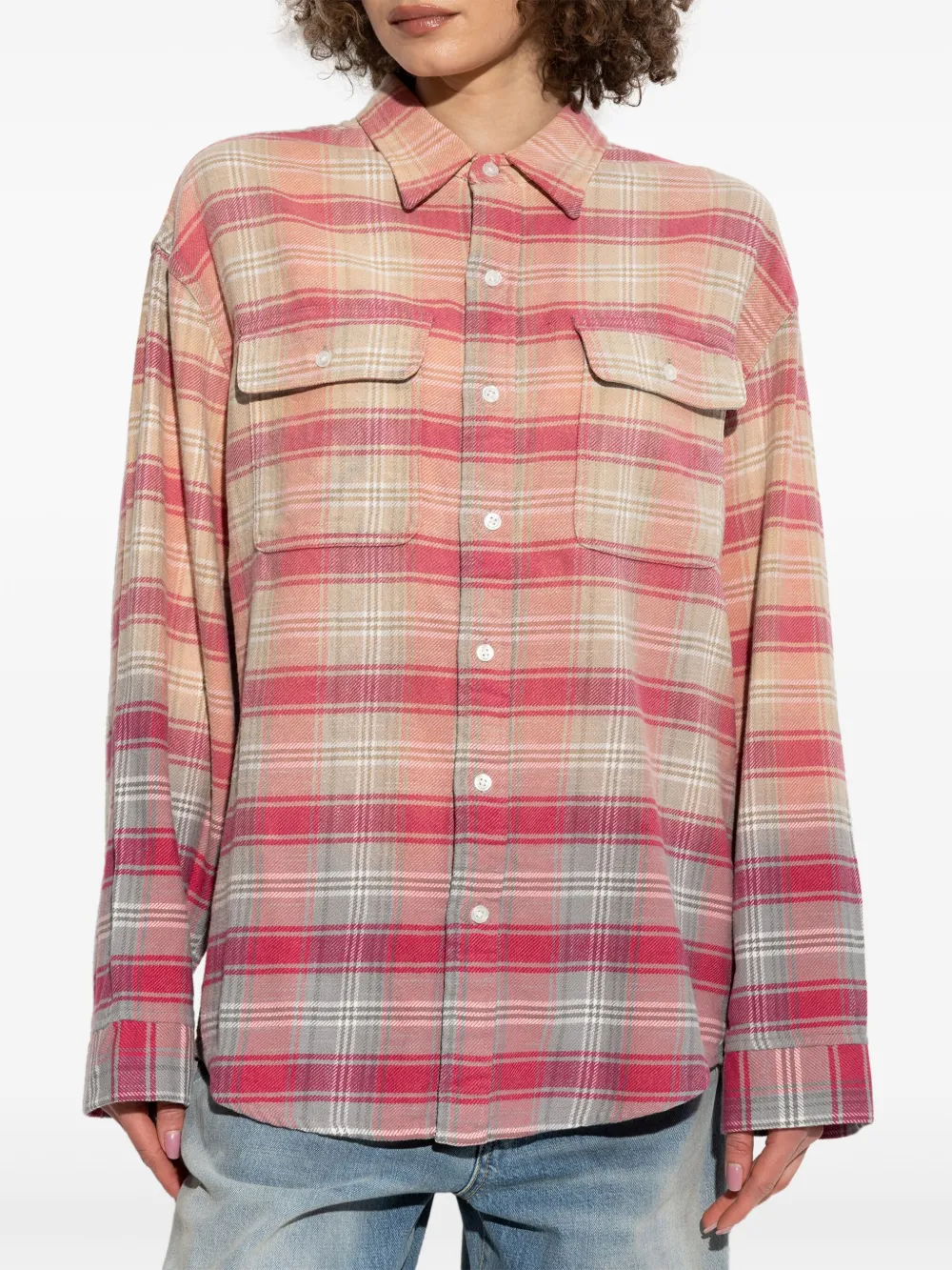 R13 Geruit blouse Roze