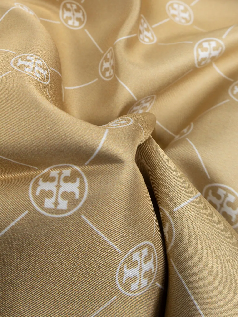 Tory Burch Sjaal met franje en logo Beige