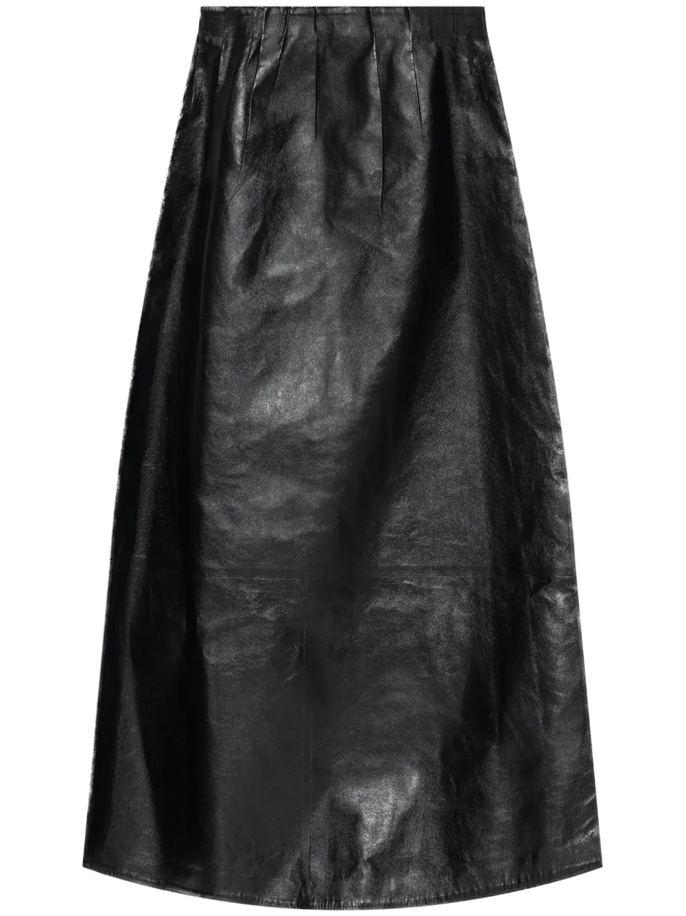 pleated leather maxi skirt