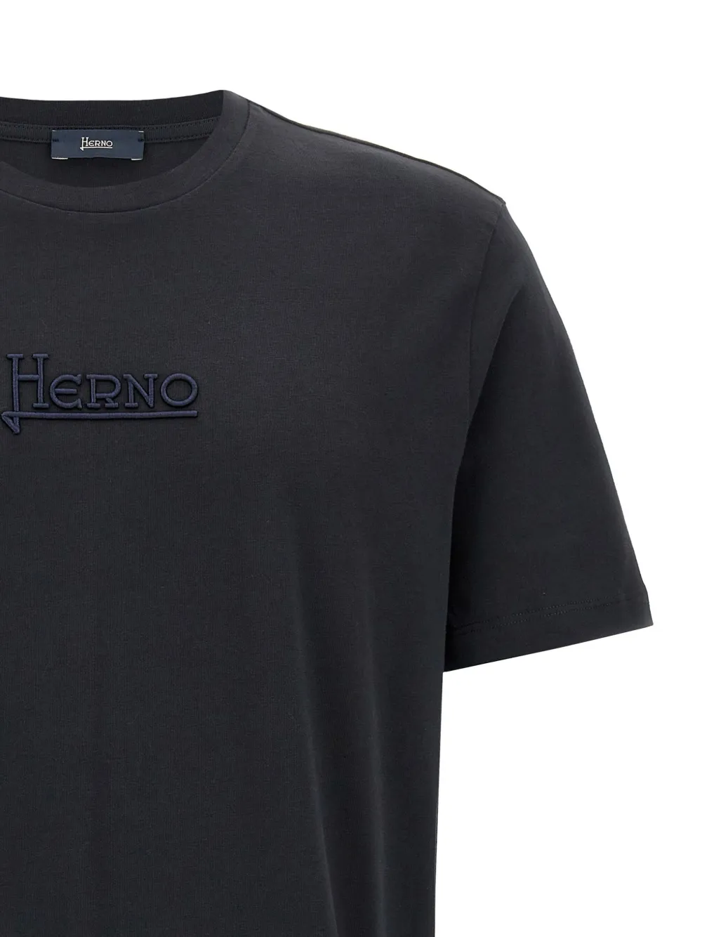 Herno T-shirt met geborduurd logo Blauw