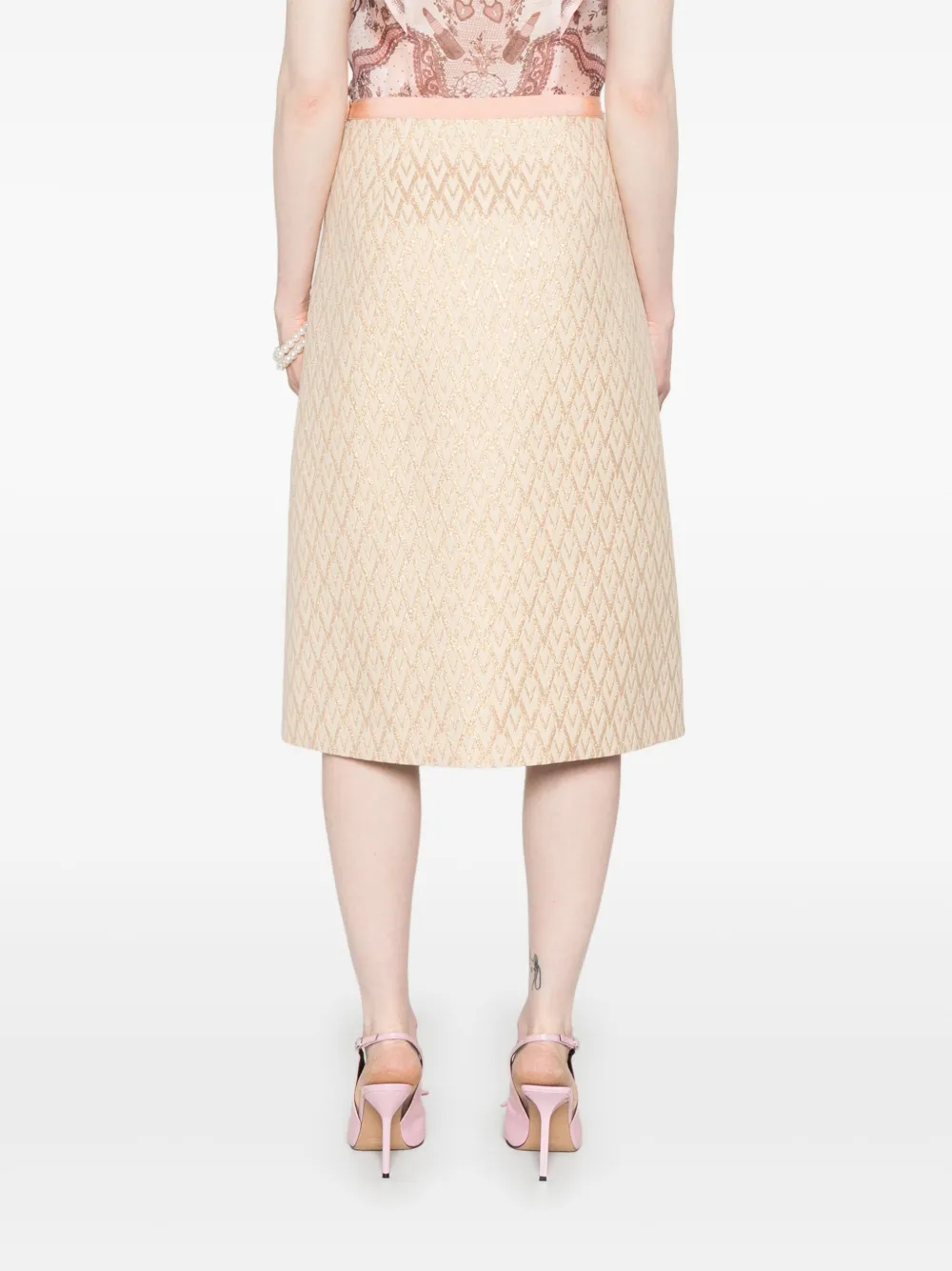 Valentino Garavani V-Logo-Signature midi-rok Beige
