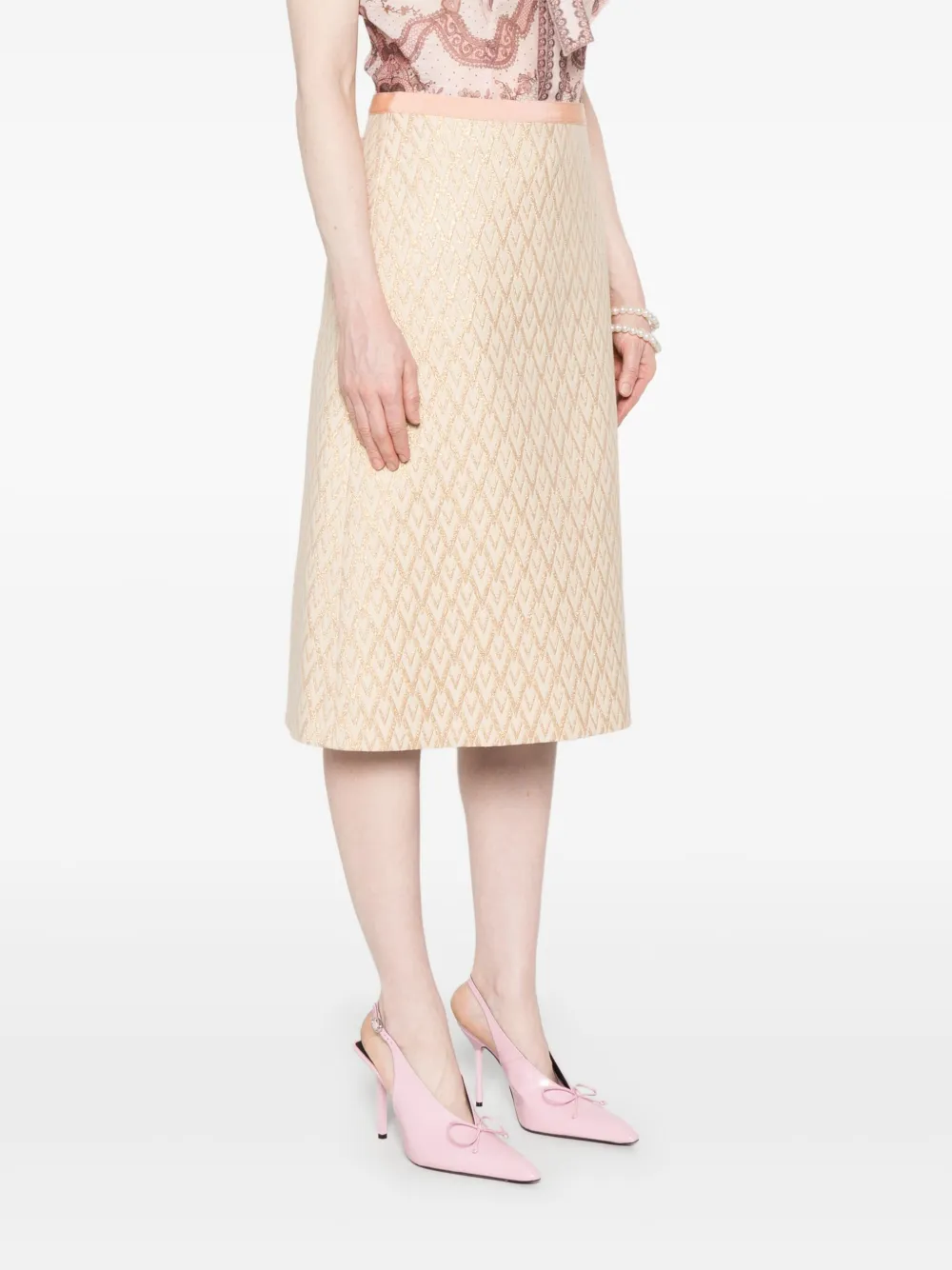 Valentino Garavani V-Logo-Signature midi-rok Beige