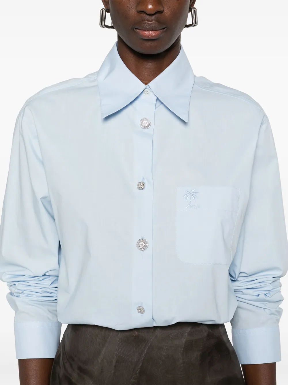 Shop N°21 Logo-embroidered Shirt In 蓝色