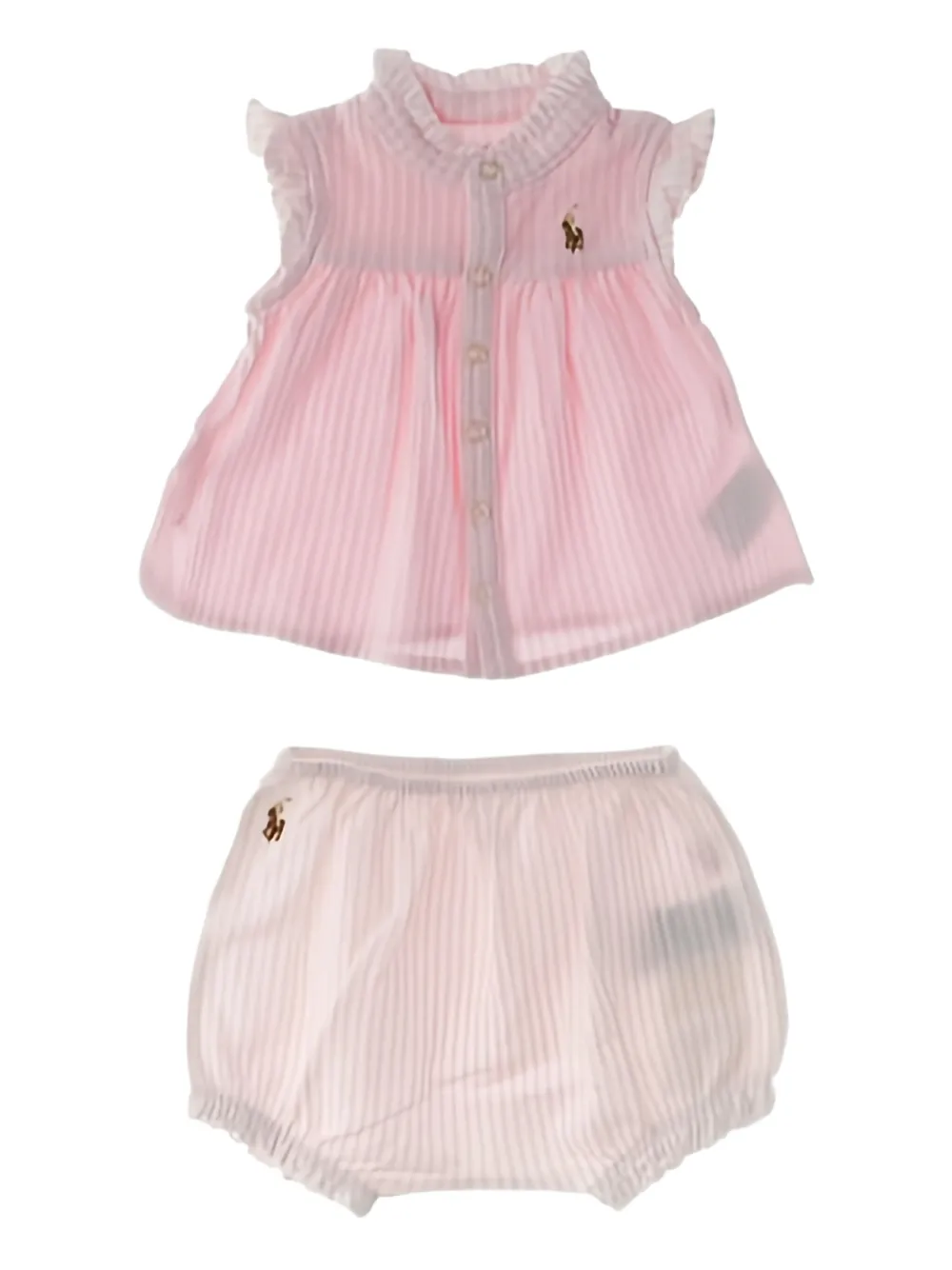POLO RALPH LAUREN KIDS Gestreepte shorts set Roze