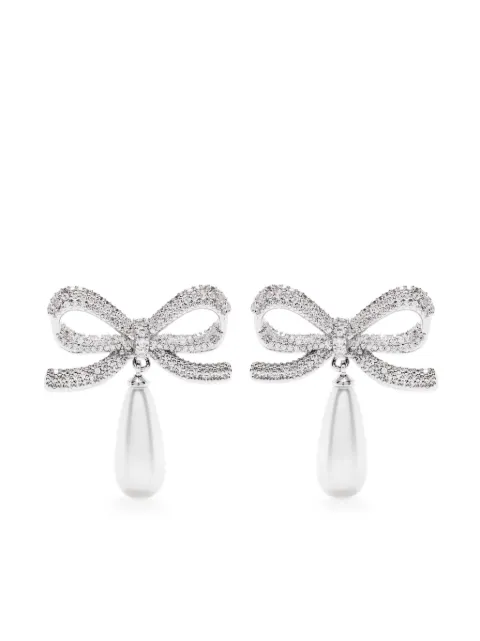 Self-Portrait crystal bow earrings