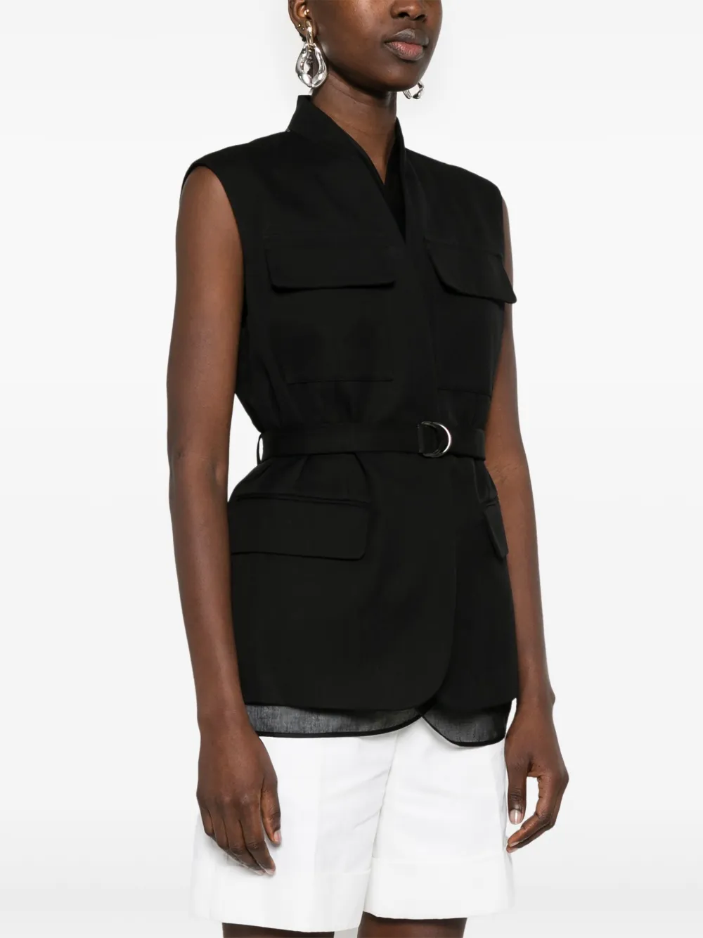 Brunello Cucinelli Gilet met riem Zwart