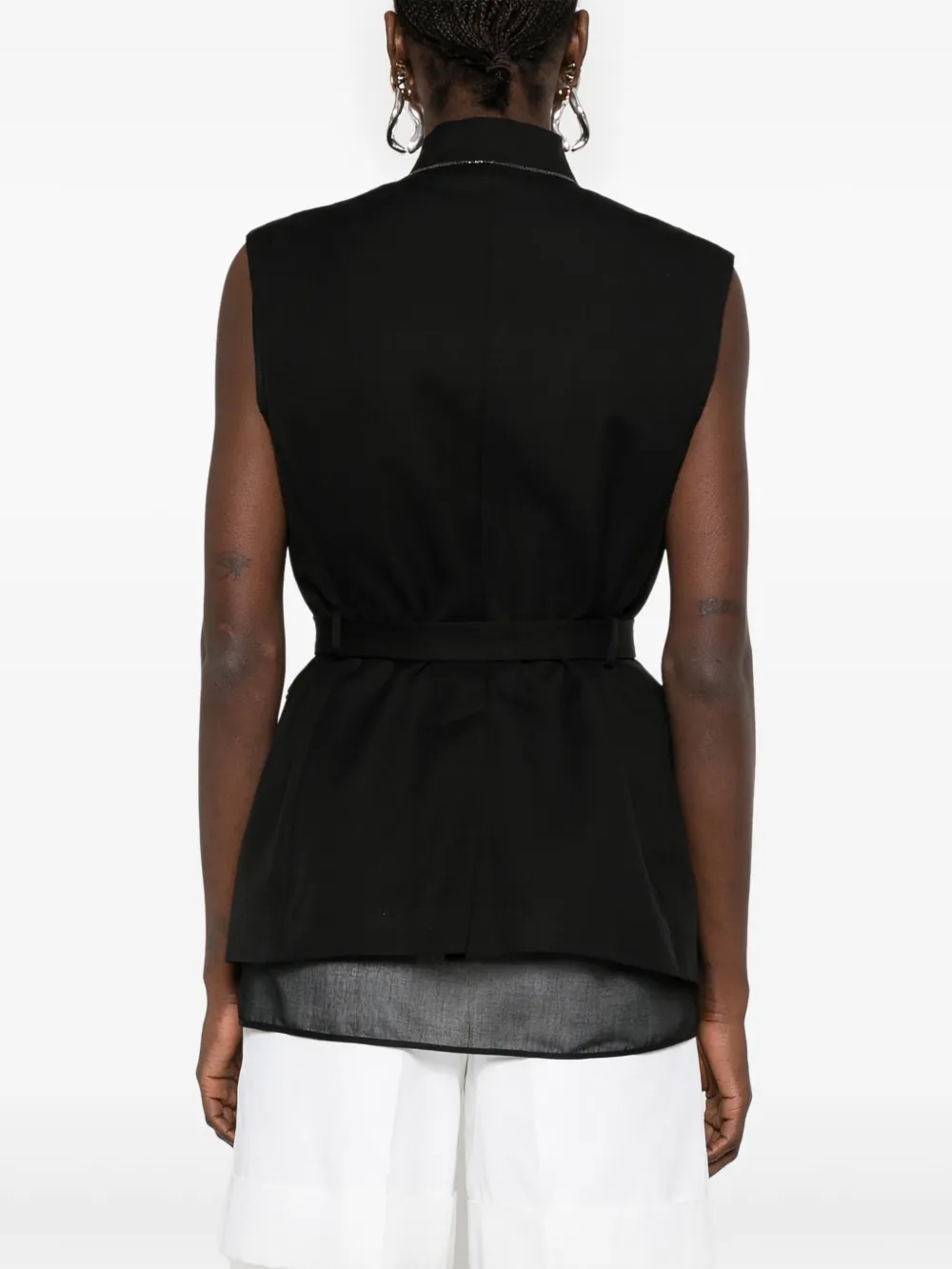 Brunello Cucinelli Gilet met riem Zwart