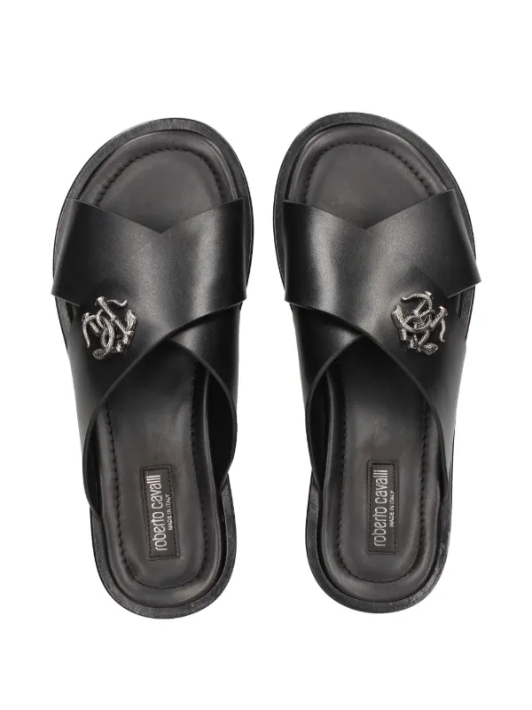 Roberto Cavalli Mirror Snake-monogram Slides | Black | FARFETCH display picture 3
