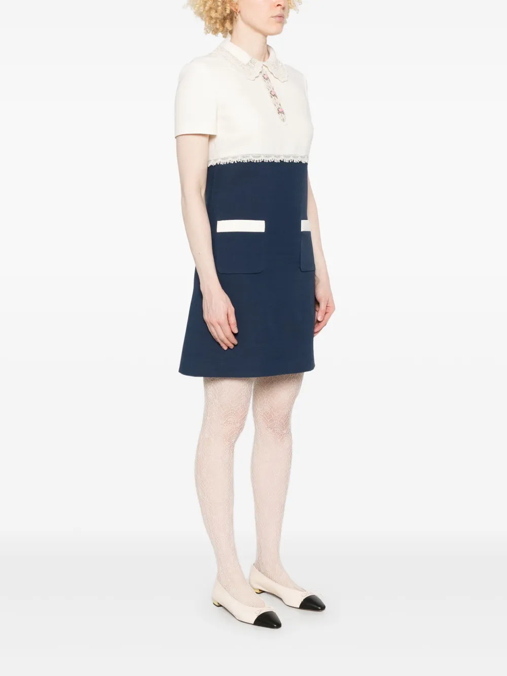 Valentino Garavani Mini-jurk met colourblocking Wit