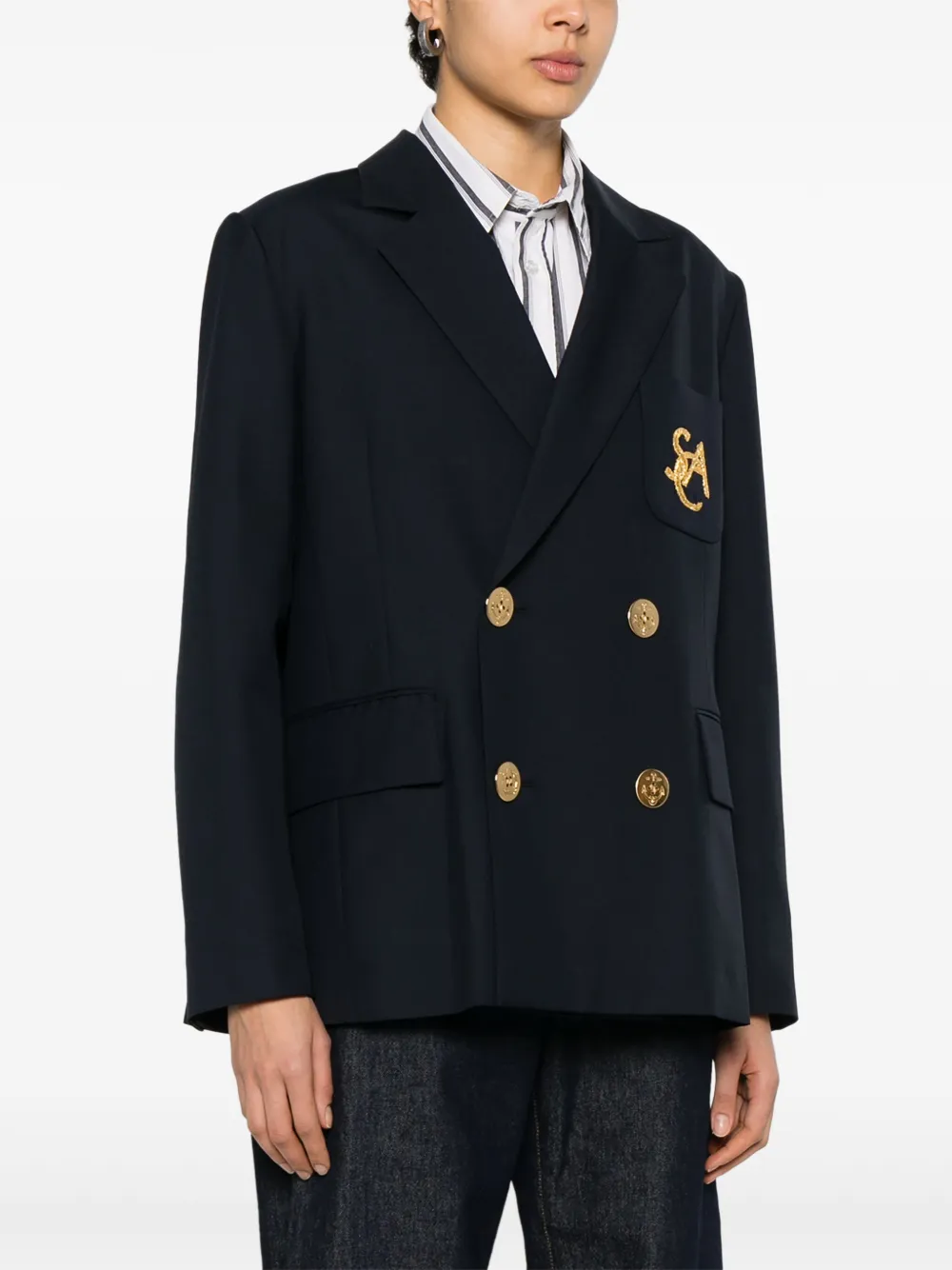 sacai Blazer met geborduurd logo Blauw