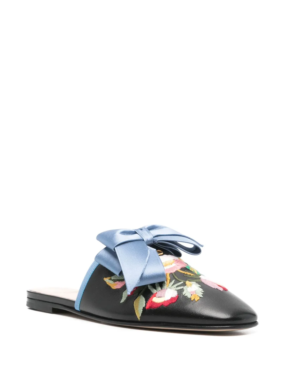 Valentino Garavani Muiltjes met geborduurde bloemen - Zwart