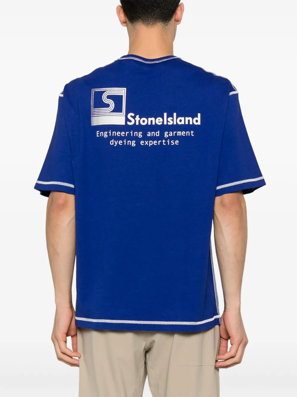 Stone Island T-shirt met logoprint Blauw