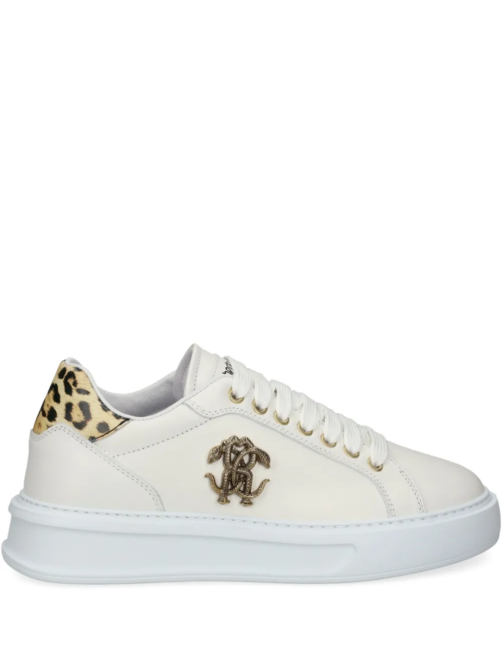 Roberto Cavalli leather sneakers Neutrals