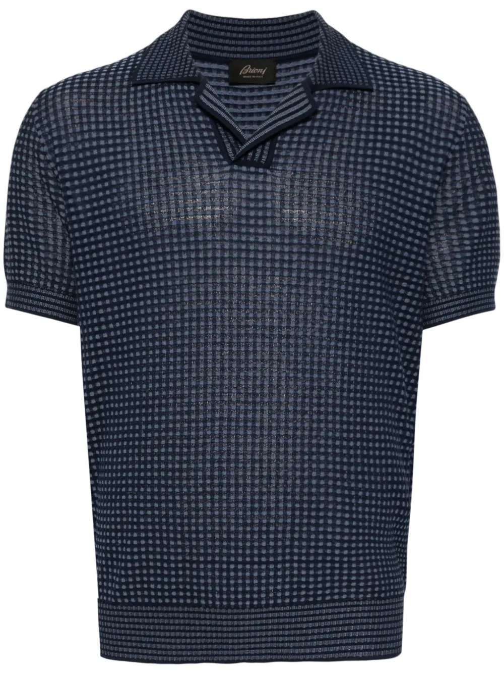 Brioni Gebreid poloshirt Blauw