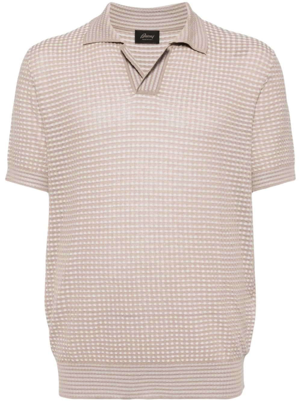 Brioni Gebreid poloshirt Bruin