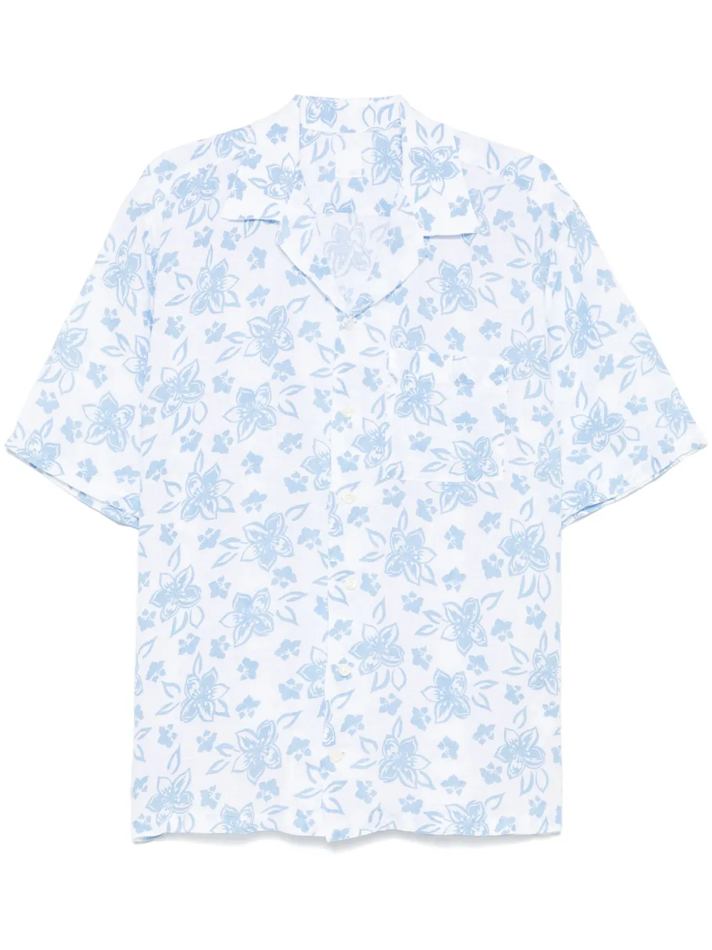 120% Lino camisa con estampado floral | azul | Image 1