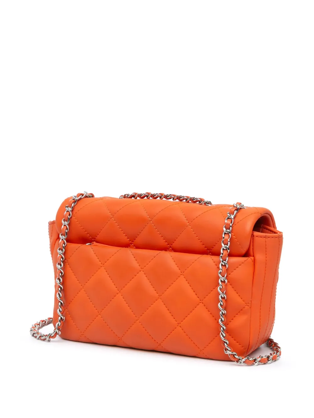 Pre-owned Chanel 2016-2017 Paris Seoul Small Rubber Coco Rain Flap Crossbody Bag In Orange