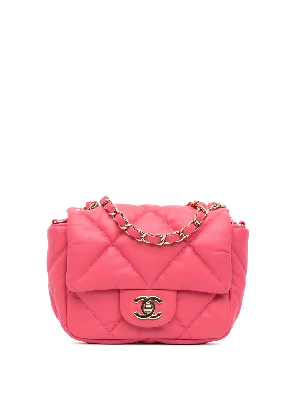 CHANEL Pre-Owned 2020 Mini Quilted Calfskin Bubbly Flap crossbody bag | Pink | Image 1