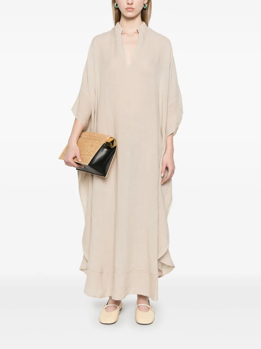 120% Lino Linnen maxi-jurk - Beige