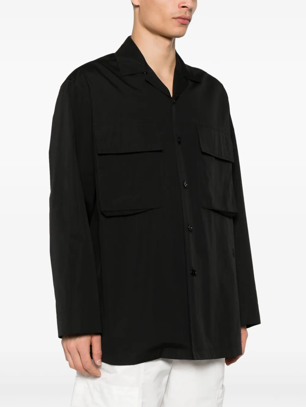 JIL SANDER+ Overhemd met geborduurd logo Zwart