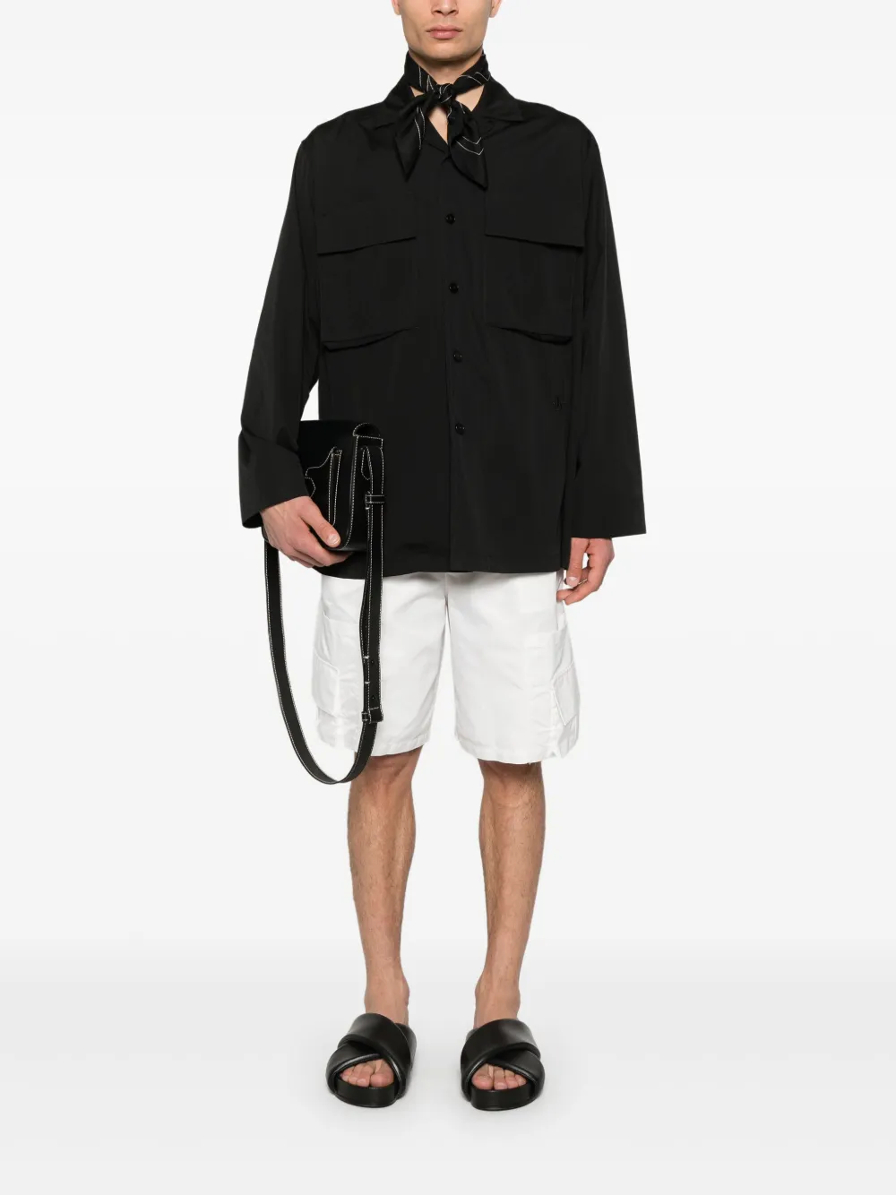 JIL SANDER+ Overhemd met geborduurd logo - Zwart