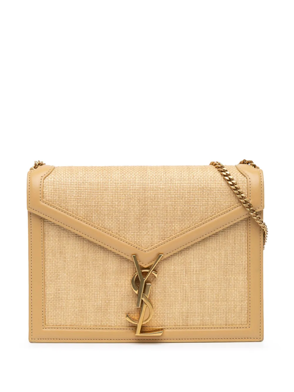 Saint Laurent Pre-Owned 2021 Medium Raffia Cassandra Chain crossbody bag | Brown | Image 1