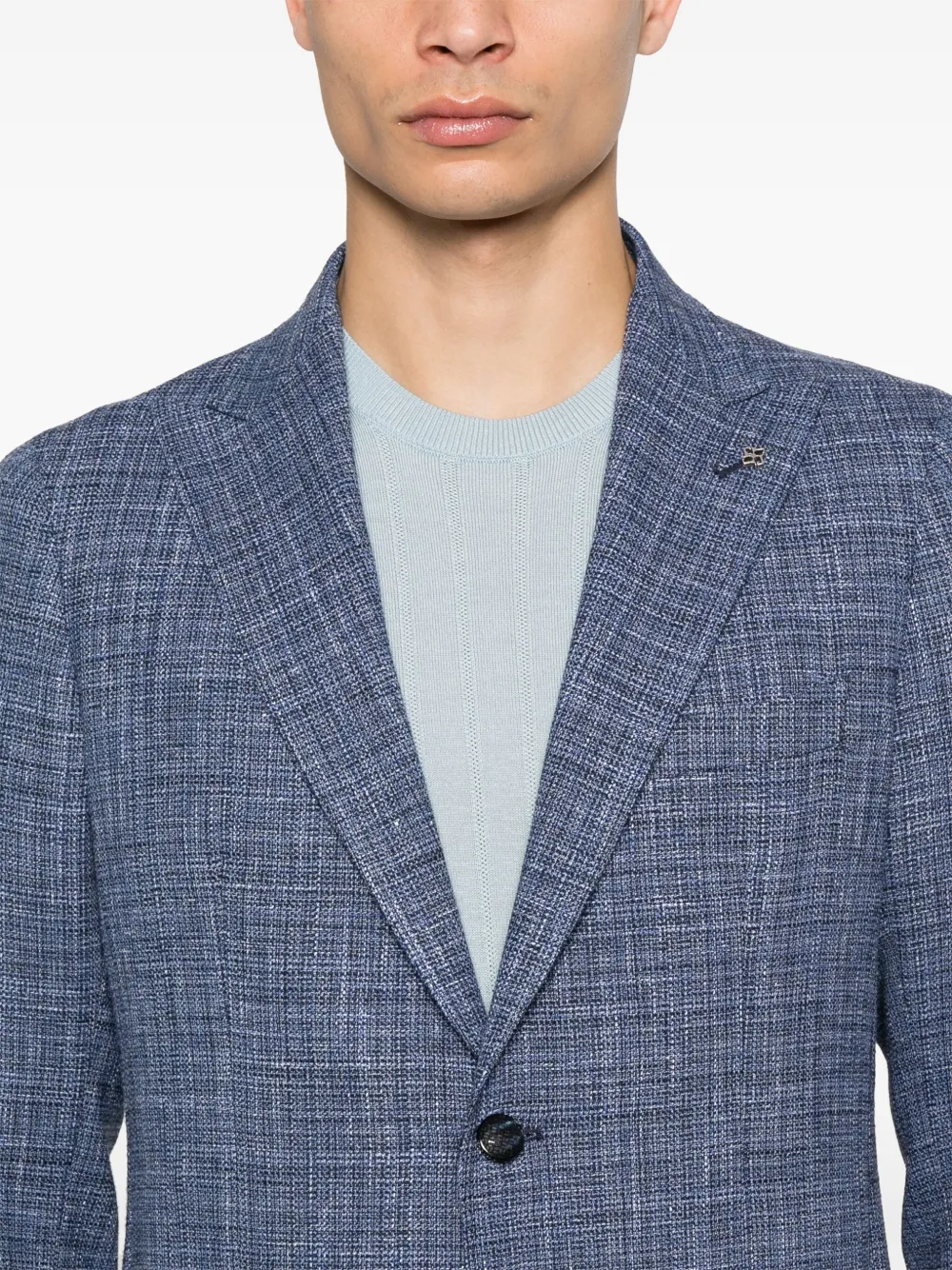 Shop Tagliatore Textured Blazer In 蓝色