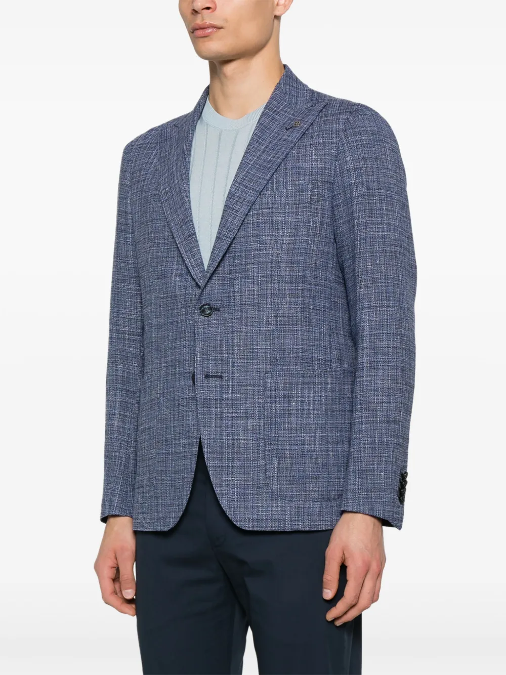 Shop Tagliatore Textured Blazer In 蓝色