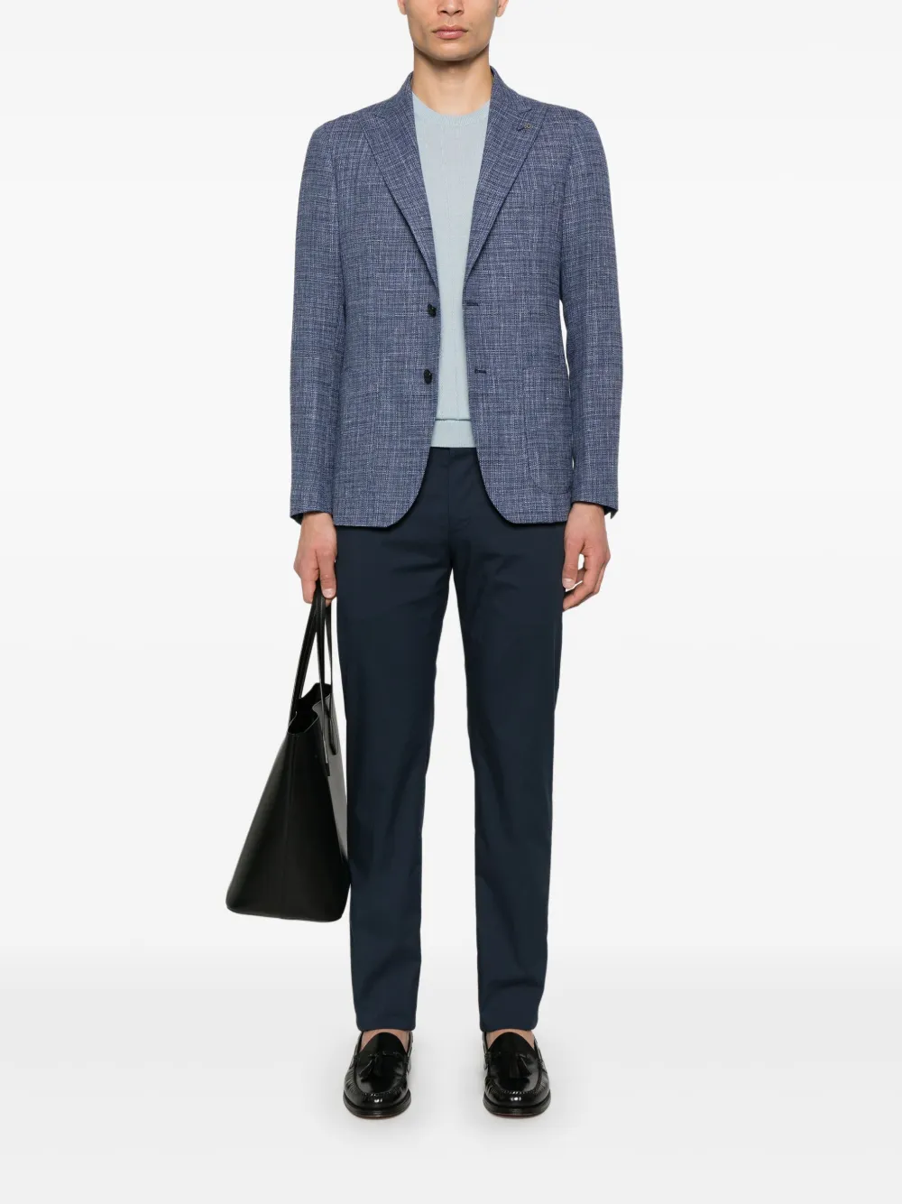 Shop Tagliatore Textured Blazer In 蓝色