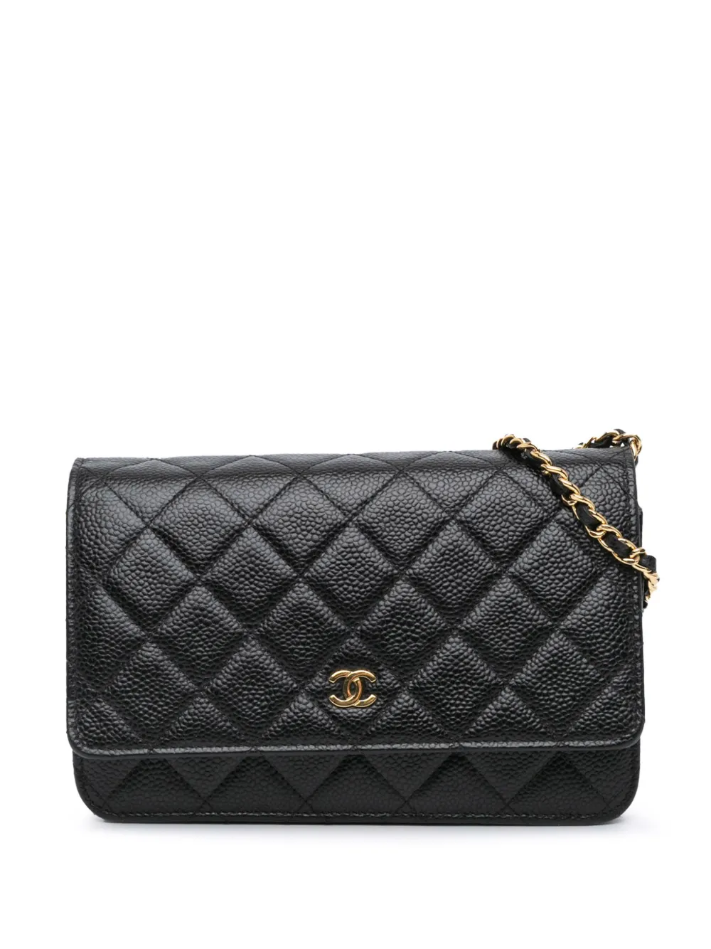 CHANEL Pre-Owned 2021-2024 CC Quilted Caviar Wallet on Chain crossbody bag | Black | Image 1