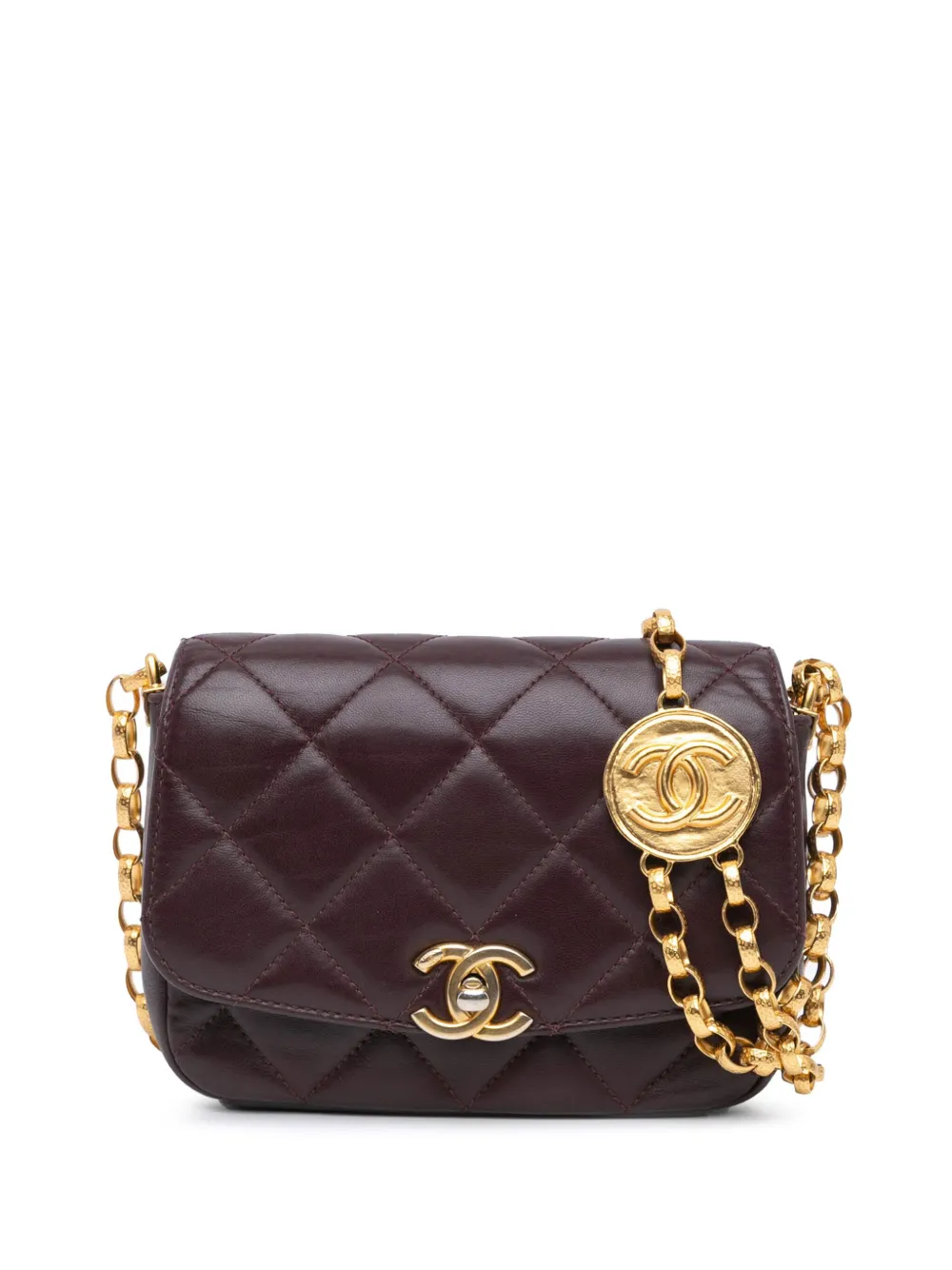 CHANEL Pre-Owned 2020 Small Quilted Lambskin CC Coin Bag crossbody bag | Red | Image 1