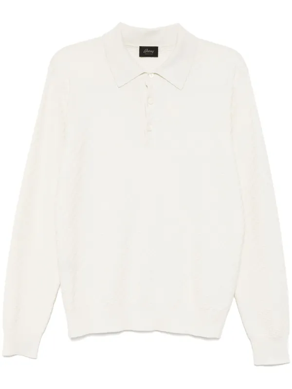 Brioni Trama-weave Polo Shirt in Neutrals