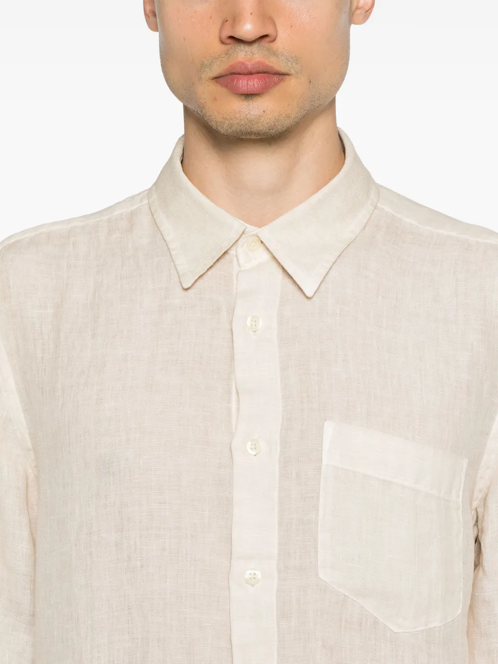 120% Lino Linnen overhemd Beige