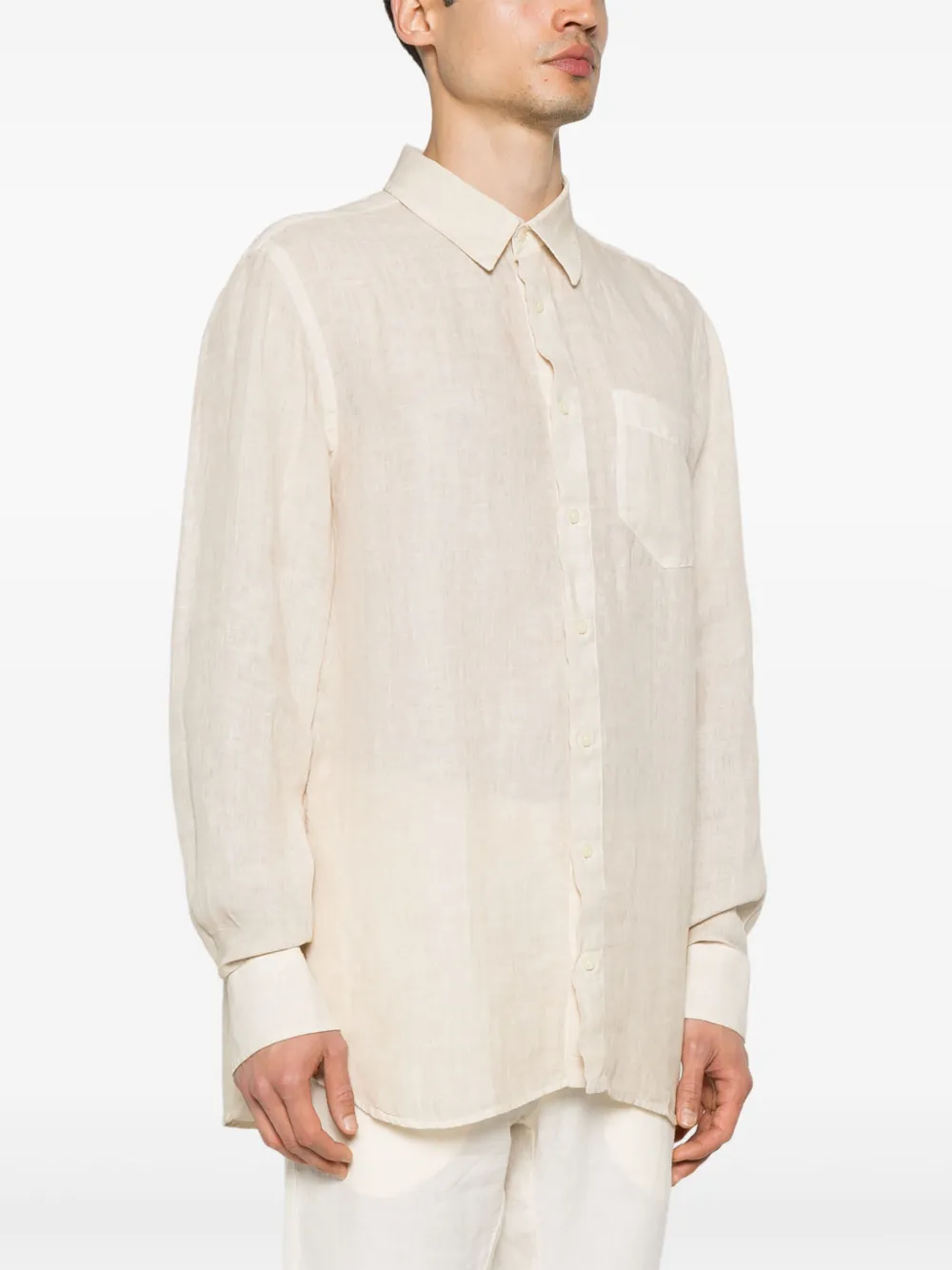 120% Lino Linnen overhemd Beige