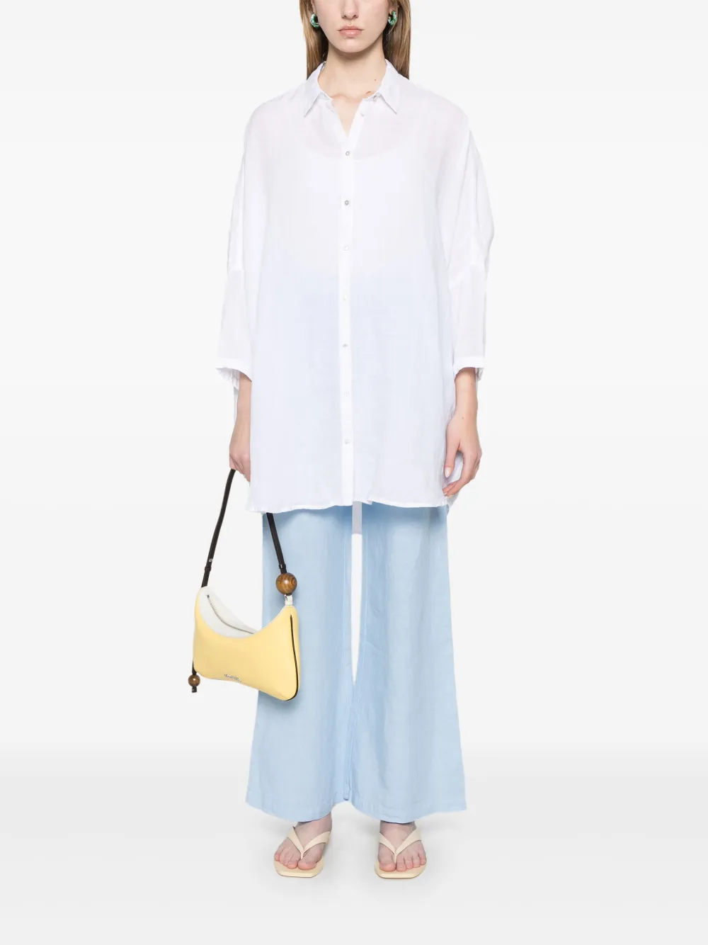 120% Lino Linnen blouse - Wit