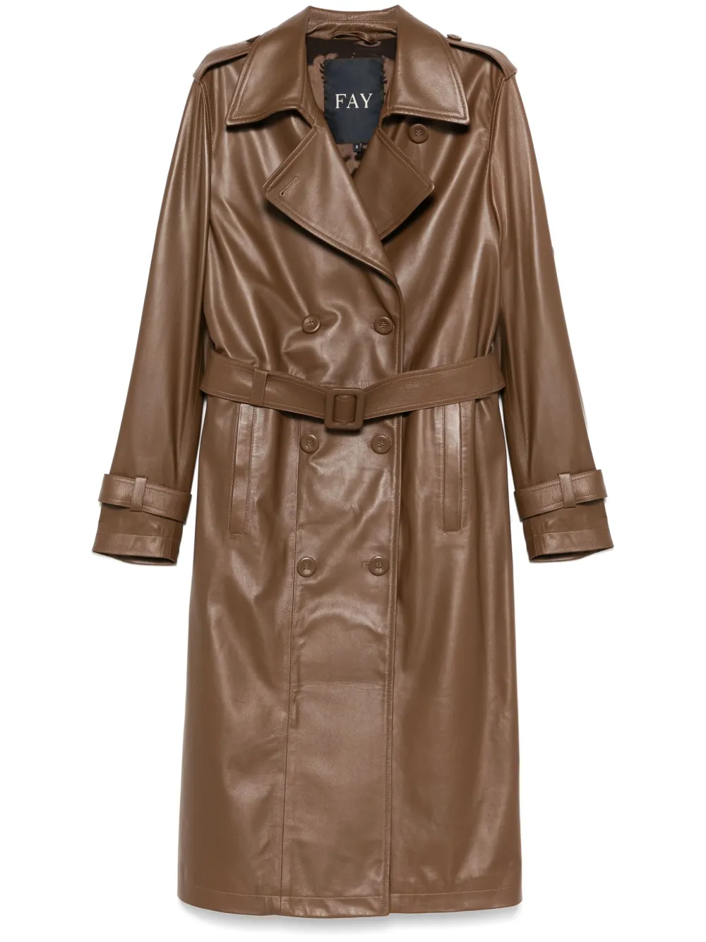 Fay Leren trenchcoat Bruin