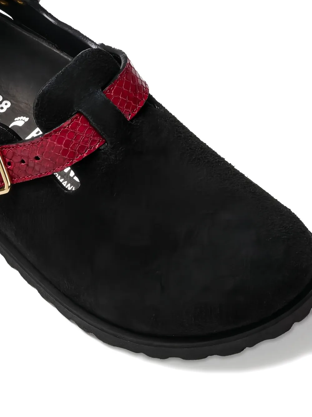 Birkenstock snakeskin-effect buckle mules Black