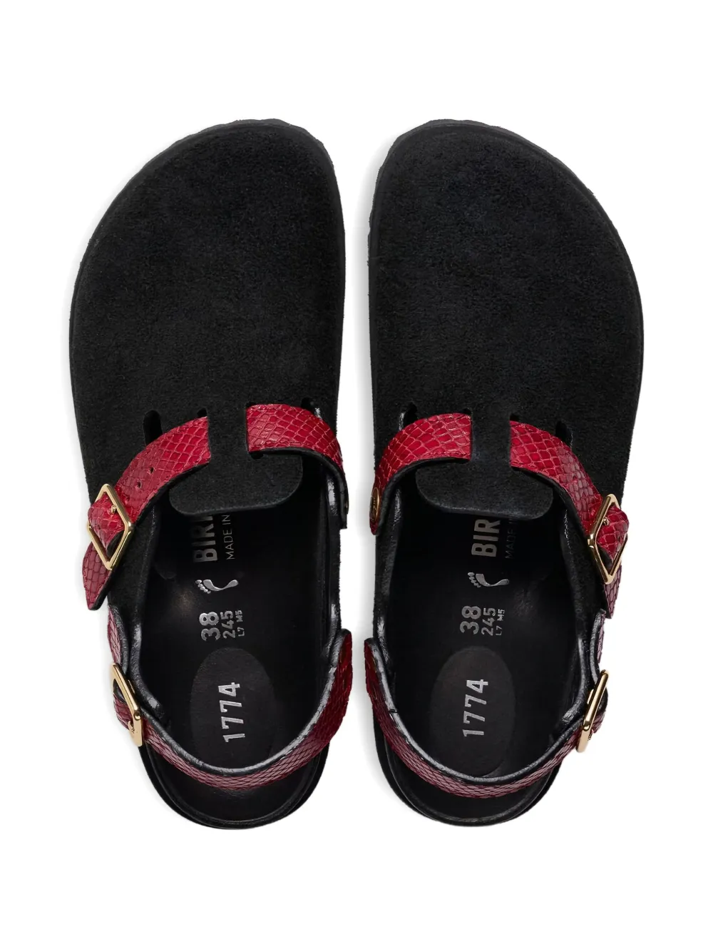 Birkenstock snakeskin-effect buckle mules Black