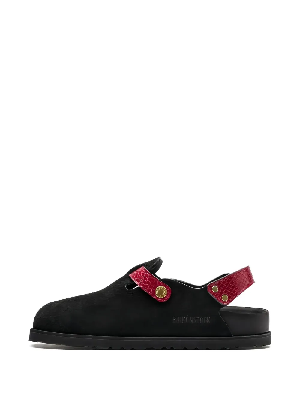 Birkenstock snakeskin-effect buckle mules Black