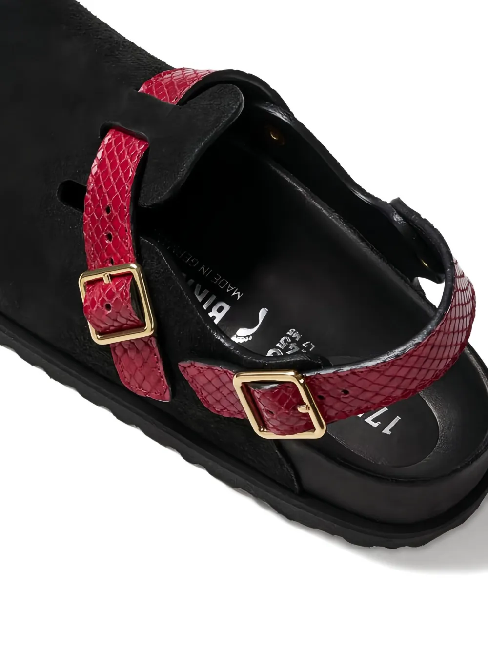 Birkenstock snakeskin-effect buckle mules Black