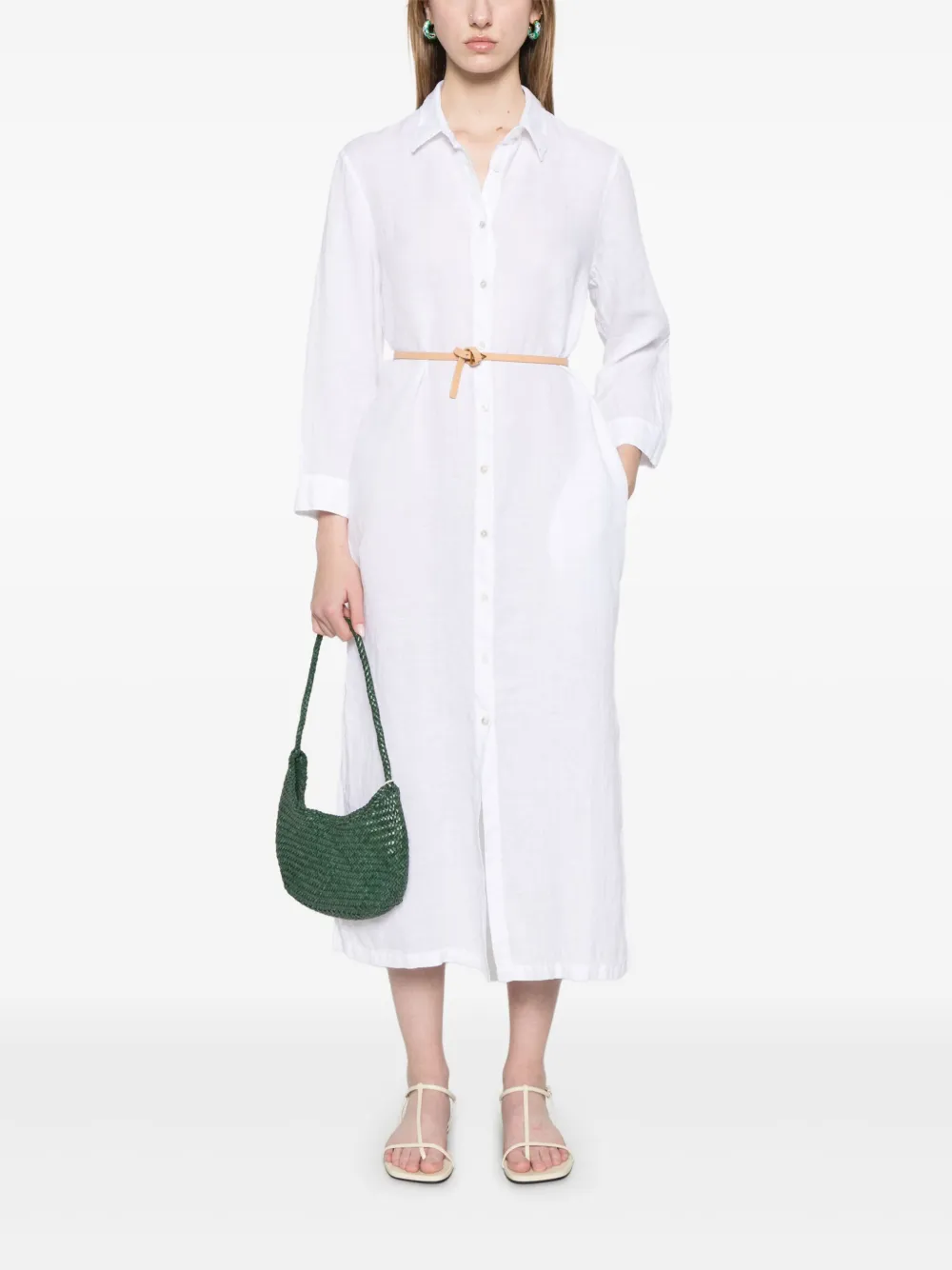 120% Lino Linnen blousejurk - Wit