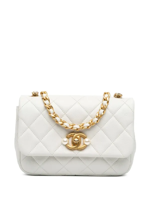 CHANEL Pre-Owned 2021-2024 ミニ グレーズカーフ パール サイド
