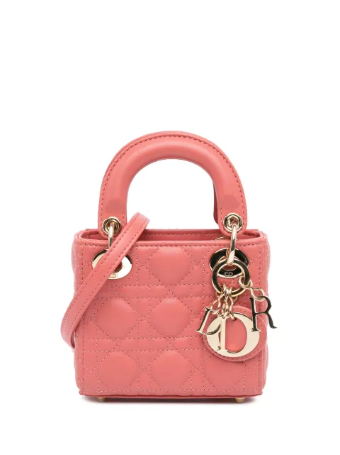 Christian Dior Pre-Owned 2022 Micro Lambskin Cannage Lady Dior satchel